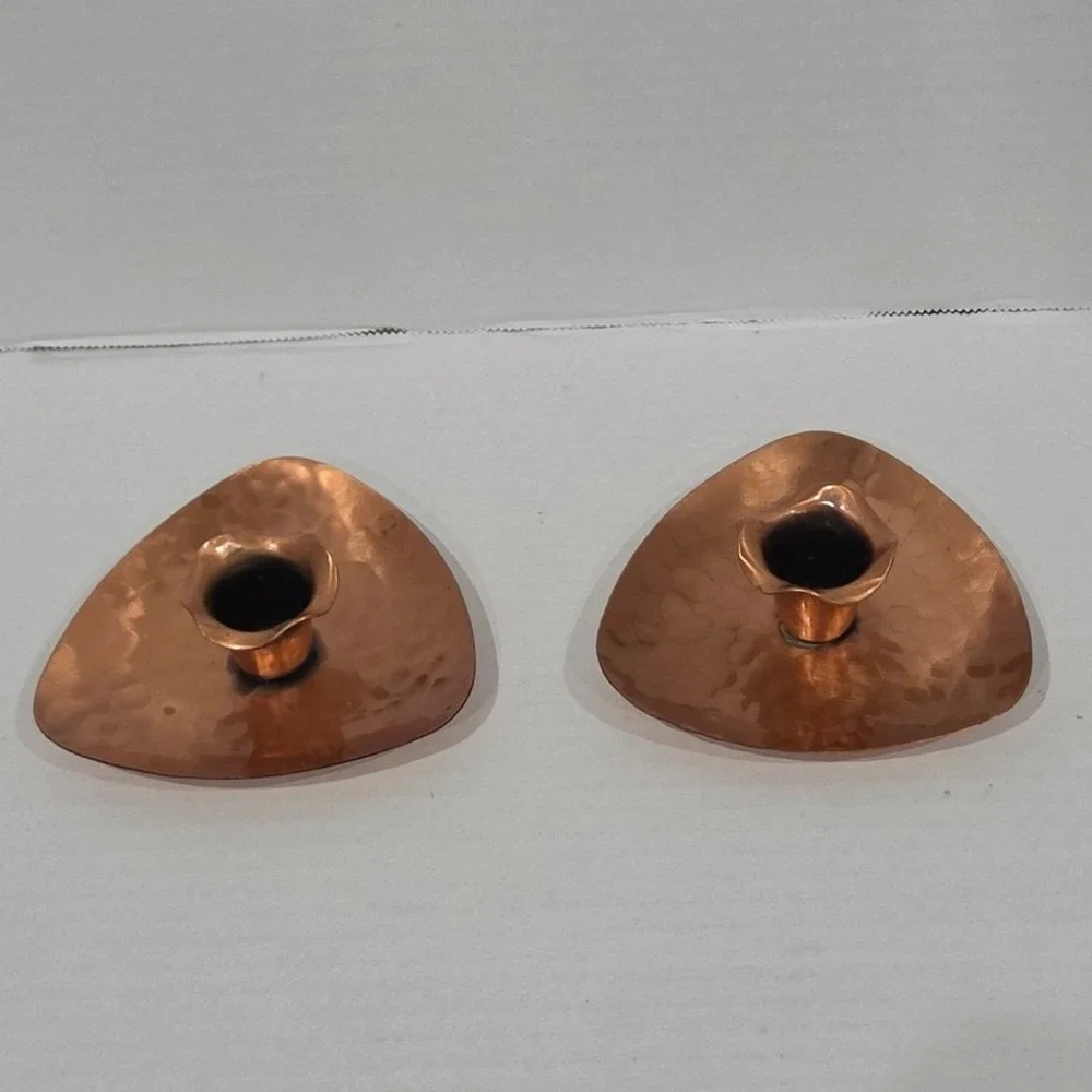 Gregorian Hammered Solid Copper Candle Holders Set of 2 USA Made Vintage 4 Inch